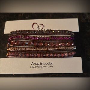 New Nakamol Wrap Beaded Bracelet Bohemian Boho Brown Purple Tones Natural